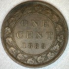 1888 Bronze Canadian Canada Large One Cent Coin 1c Vf Very Fine