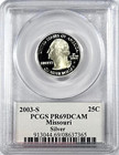     2003-s Missouri 90  Silver Washington Quarter   Pcgs Pr69dcam State Flag Label