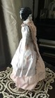 Antique 12  Lowbrow China Head Doll In Original 19thc Ball Gown Costume   Stand