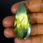 57 95cts  Natural Power Labradorite Hand Carved Pear Cabochon Loose Gemstone