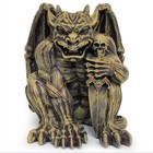 Intricate Resin Gargoyle Statue With Wings   Skull - Outdoor Indoor Halloween De