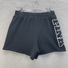 Pink Victorias Secret Sweatshorts Women Small Black Fleece Lounge Drawstring