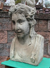 Vintage Concrete Victorian Female Bust Architectural Salvage Garden Art Building