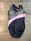 Gk Elite Stylish Black Metallic Pink Gymnastics Leotard  Cl Child Large