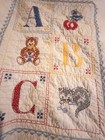 Vintage Handmade Abc Baby Crib Quilt Cross Stitch Needlepoint Blanket 39   x32   