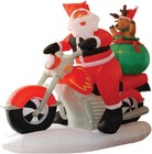 6 Foot Long Inflatable Santa Claus   Reindeer Riding Motorcycle