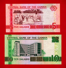 2013 Gambia Unc Notes 5 Dalasis  p-25c    10 Dalasis  p-26c  Sign Colley   Njai