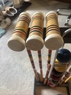 Vtg Forster Croquet 6 Player Complete Set With    Stand Flags 9 Wire Wickets All