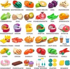 100 Pcs Kids Cutting Play Food Set With Basket  Fruits   Veggies Toy