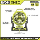 Ryobi One  18v Cordless Hybrid Whisper Series 7-1 2 In  Fan  tool Only 
