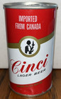 Vintage Cinci Lager Beer Steel Pull Tab Beer Can - Imported From Canada