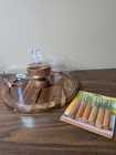 Acacia Wood 12  Cake Stand With Dome Lid Also Serves As Charcuterie New In Box