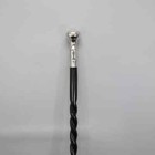 Elegant Walking Stick  Twisted Cane  Wood And Metal  Black And Silver Designer