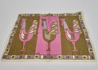 Mid Century Modern Mod Brit B Rooster Chicken Fabric Placemat Tea Towel Vintage