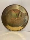 Vintage Solid Brass Decorated Plate With A Peacock Made In India - Beautiful 
