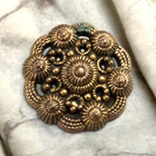 Antique Victorian Edwardian Brass Ornate Concentric 3-d Steampunk Button 3 4 