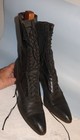 Antique Victorian Edwardian 1900s Black Leather Lace Up High Top Woman   s Boots