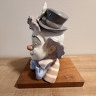 Lladro Star Struck Clown Bust Figurine  5610 Retired Glazed Porcelain Wood Base