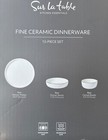 Sur La Table 12 Piece Black Rim Fine Ceramic Dinnerware Set White New Plate Bowl