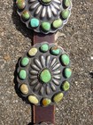 Vintage Sterling Silver Green Turquoise Concho Belt     Navajo Style  Dm Hallmark