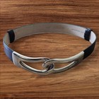 Avignon Vintage Black Leather Belt With Silver Buckle  Sz  M