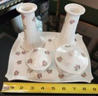 Vintage Vanity Set Made In Czechoslovakia White Porcelain With Pink Roses