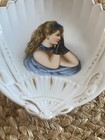 Antique Shell Shaped Dish 19th Century Victorian Hand Painted Woman