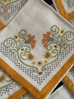 12 Vintage Hand-embroidered Cross Stitch Napkins Beautiful Floral Scroll Design