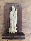 Beautiful Antique Hand Carved Chinese Immortal On Rosewood Stand Free Shipping 