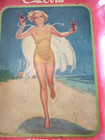 Vintage 1937  Coca-cola  running Girl  Serving Tray Yellow Bathing Suit On Beach