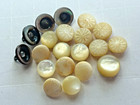 Lot 20 Small Vtg Mother Of Pearl Mop Abalone Buttons Carved Sets 7 16  - 1 2 