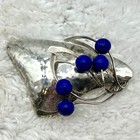 Sterling Silver Jewelry Set Brooch Earrings Lapis Modernist Signed Jean Newlin