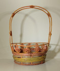 Wicker Woven Basket With Metal Decorative Handle 10   X 7 