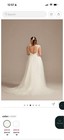 Oleg Cassini Ivory Lace Beaded Cap Sleeve Plunge A-line Wedding Dress 16w
