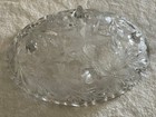 Vintage Crystal clear   Etched Glass Oval Legged Center Compote Oblong Dish Bowl