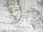1911 Antique Map Of West Indies Caribbean Florida Bahamas Puerto Rico Costa Rica