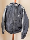 Adidas Originals Men s Reversible Hooded Full Zip Fleece Jacket L Black gray