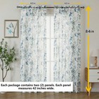 Crushed Sheer Curtains  84 Inches Long  2 Panels Set  Floral Printed Drapes F   
