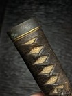 Shibuichi Karakusa Fuchikashira Tsuka Handle For Koshirae Fittings  Edo Antique