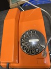 Itt Orange Rotary Dial Desk  Wall Telephone Corded Vintage Style