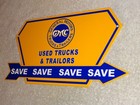 Vintage General Motors Trucks Trailers Metal Enamel Car Gasoline Oil Dealer Sign