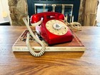 Vintage Western Electric Working Rotary Dial Phone  Ruby Red Tan Telephone