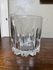 Vintage Crystal Cut Glass Small Handled Ice Bucket Marked Italy 4 W tongs