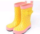 Kids  Girls Garden Rain Boots Yellow Pink Polka Dot Size 7 8 Sun Squad 