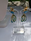 Vintage Trifari Gold-tone Green  blue  Enamel Necklace Set Earrings   Bracelet