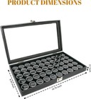 Novel Box Glass Top Jewelry Gemstone Display Case With 50 Gem Jar Tray Insert