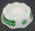 Rare Old Heineken Beer Vintage Advert Milk Glass Collectible Ashtray 
