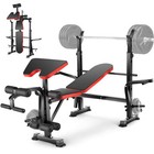 600lbs 6 In 1 Weight Bench Set With Squat Rack And Leg Developer Preacher Curl    
