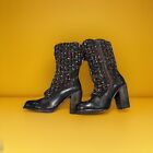 Oak Tree Farms Shoes  By Bed Stu Victorian Leather Woven Tall Boots Black 8 5