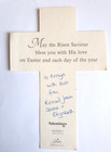 1989 Christian Cross Easter Card Bookmark Sun With Clouds Bible Scripture Verse